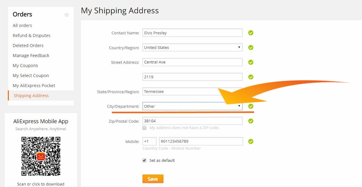 How to fill in the address on Aliexpress other