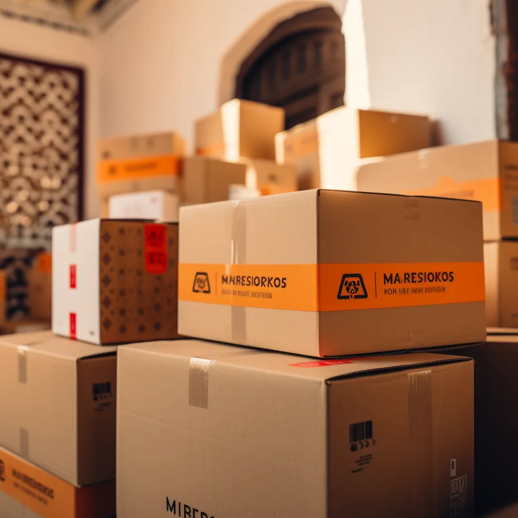 Different AliExpress shipping boxes illustrating various shipping options for Moroccan customers.