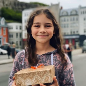 aliexpress alderney - girl with purchased item