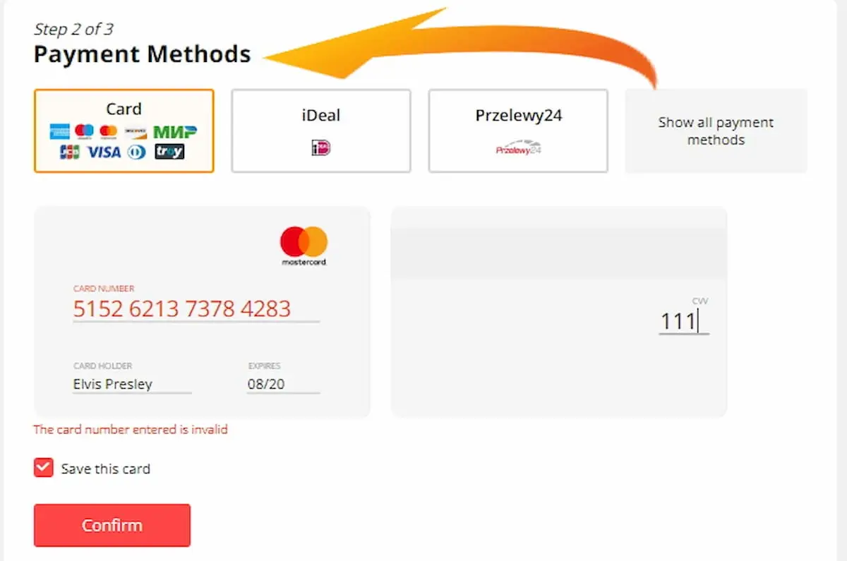 Select a Payment Method