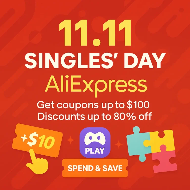 AliExpressの11.11シングルズデーをテーマにした赤いイラスト